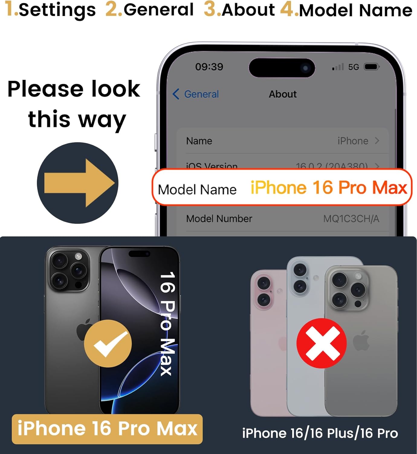SIXBOX for iPhone 16 Pro Max Case with Card Holder & Kickstand & Slide Camera Lens Cover, Silicone Edge Protection Rugged Heavy Duty Phone Case Cover for iPhone 16 Pro Max 6.9'' 2024, Black