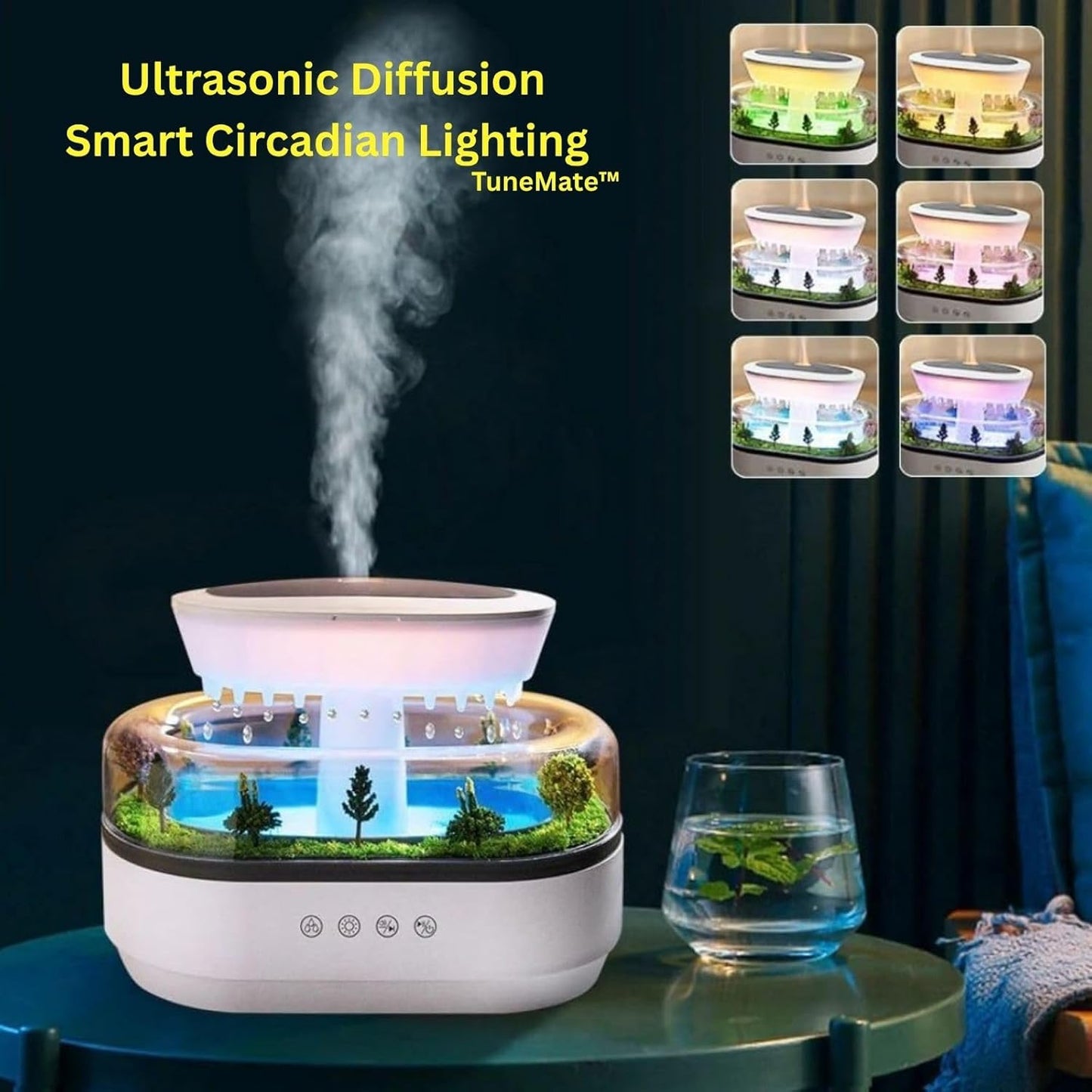 Raindrop Aroma Diffuser – White Noise & Rain Sounds,Garden Decor Essential Oil Diffuser & Cool Mist Humidifier | 250mL, 7 LED Colors, AU Plug
