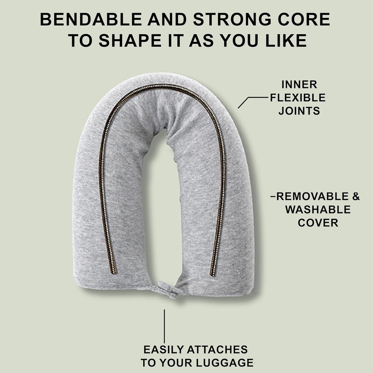Twist Memory Foam Travel Pillow for Neck Chin Lumbar and Leg Support - for Traveling on Airplane Bus Train or at Home - Best for Side Stomach and Back Sleepers - Adjustable Bendable Roll Pillow