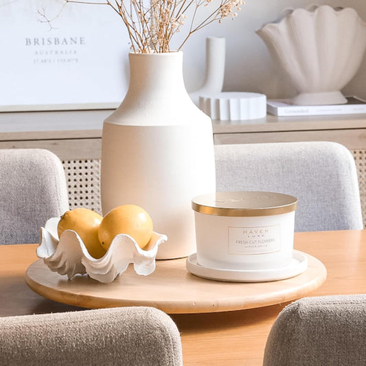 Haven Orchid & Jasmine Scented Candle in Glass Jar - Clean-Burning Soy Wax Blend with Natural Cotton Wick - Long-Lasting Aromatherapy Candle for Home Decor & Fragrance