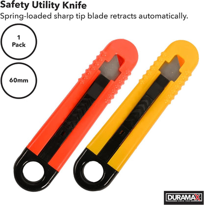Duramax Stanley Box Automatic Retractable Blade Safety Cutter Knife, Yellow
