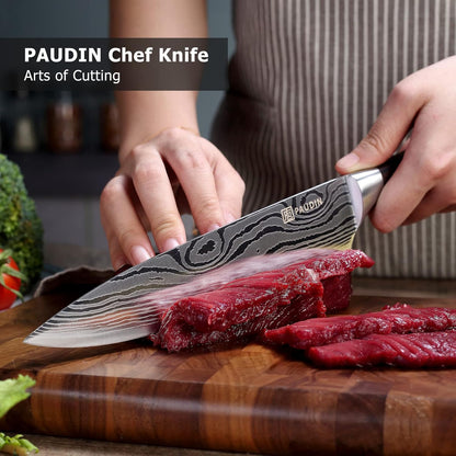 PAUDIN Chef Knife, 8 Inch High Carbon Stainless Steel Sharp Kitchen Knife with Ergonomic Handle, Gift Box for Family & Restaurant