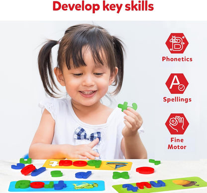 Skillmatics Preschool Learning Activity - Ready to Spell, Stage-Based Learning to Improve Vocabulary & Spelling, Educational Toy, Gifts for Boys & Girls Ages 4, 5, 6, 7