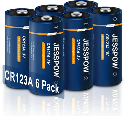 CR123A 3V Lithium Battery, CR123A Battery for Alarm System, Security Devices,Camera,Flashlights, Home Automation Microphone, CR123A Batteries 6 Pack (Non-Rechargeable)