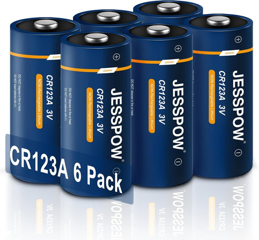 CR123A 3V Lithium Battery, CR123A Battery for Alarm System, Security Devices,Camera,Flashlights, Home Automation Microphone, CR123A Batteries 6 Pack (Non-Rechargeable)