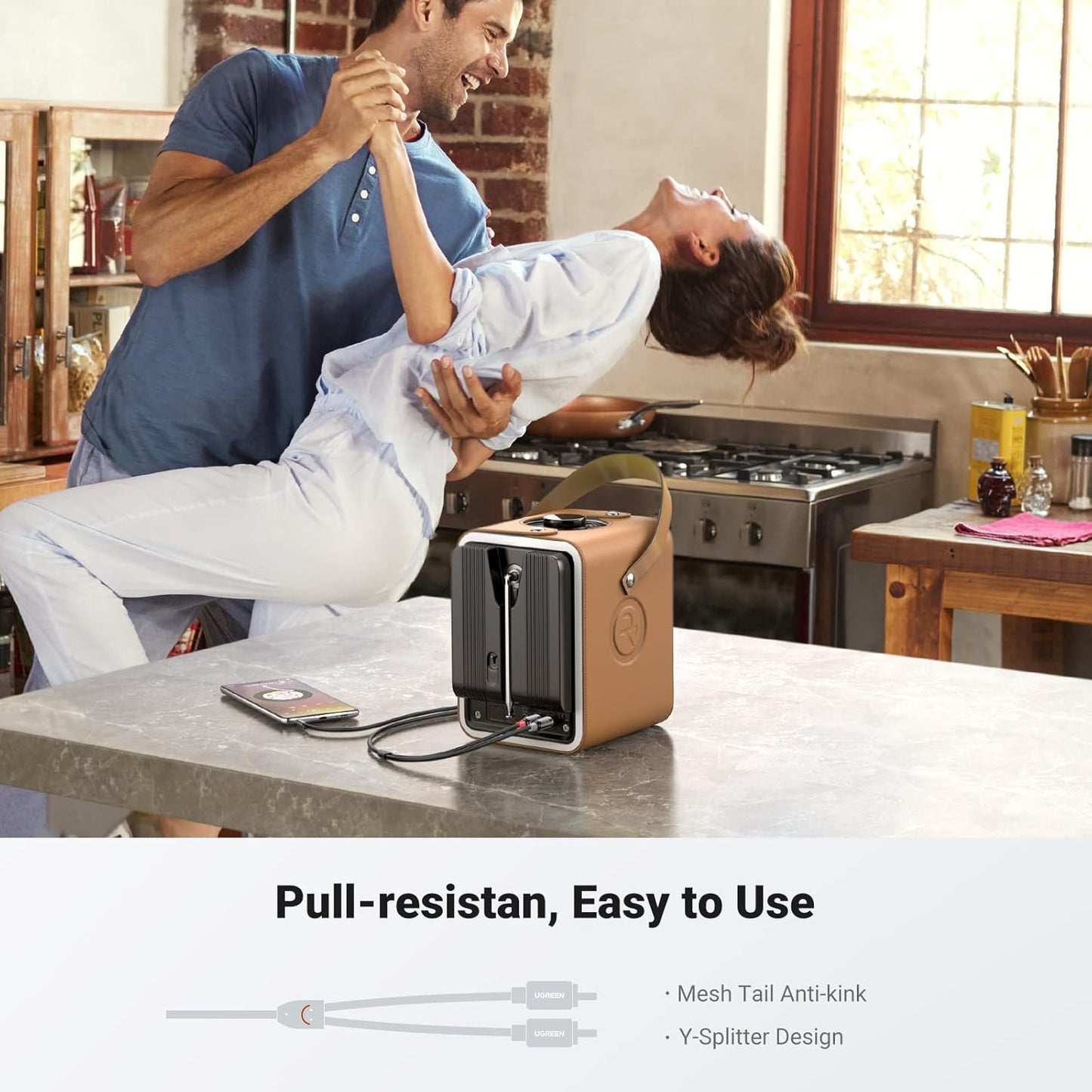 UGREEN 3.5mm to RCA Cable, Male to Aux Adapter, HiFi Sound Headphone Jack Adapter, Metal Shell Y Splitter, Aux Cord, 1/8 to RCA Connector for Phone, Speaker, MP3, Tablet, HDTV 1M