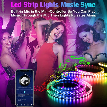 Led Lights 100ft(2 Rolls of 50ft) Smart APP Control Music Sync Led Strip Lights RGB Color Changing Led Lights Strips with Remote Led Lights for Bedroom Kitchen and Party