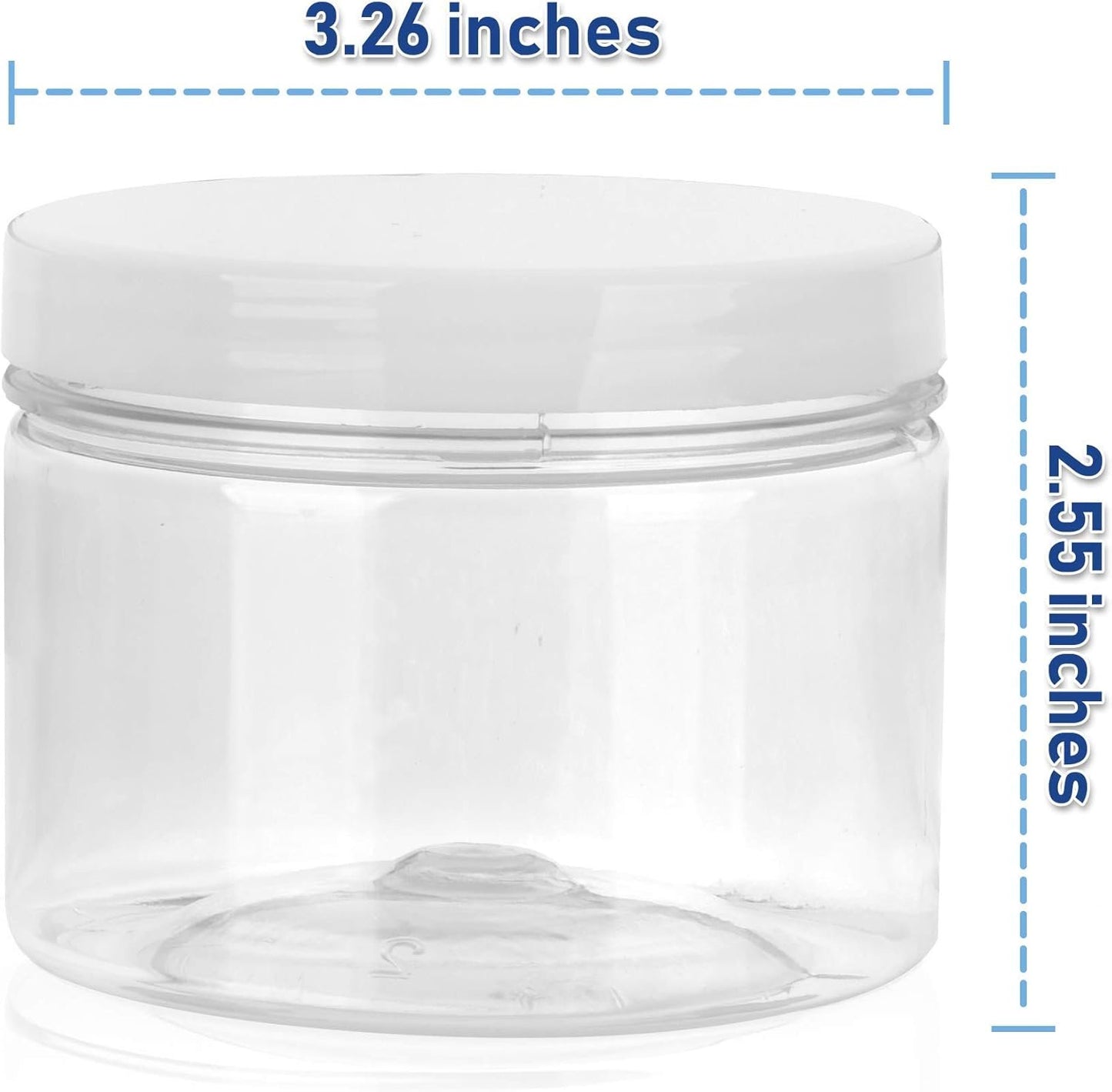 Healthy Packers Slime Containers with Water-tight Lids (8 oz, 12 Pack) - Clear Plastic Food Storage Jars with Individual Labels- Great for your slime kit - BPA Free