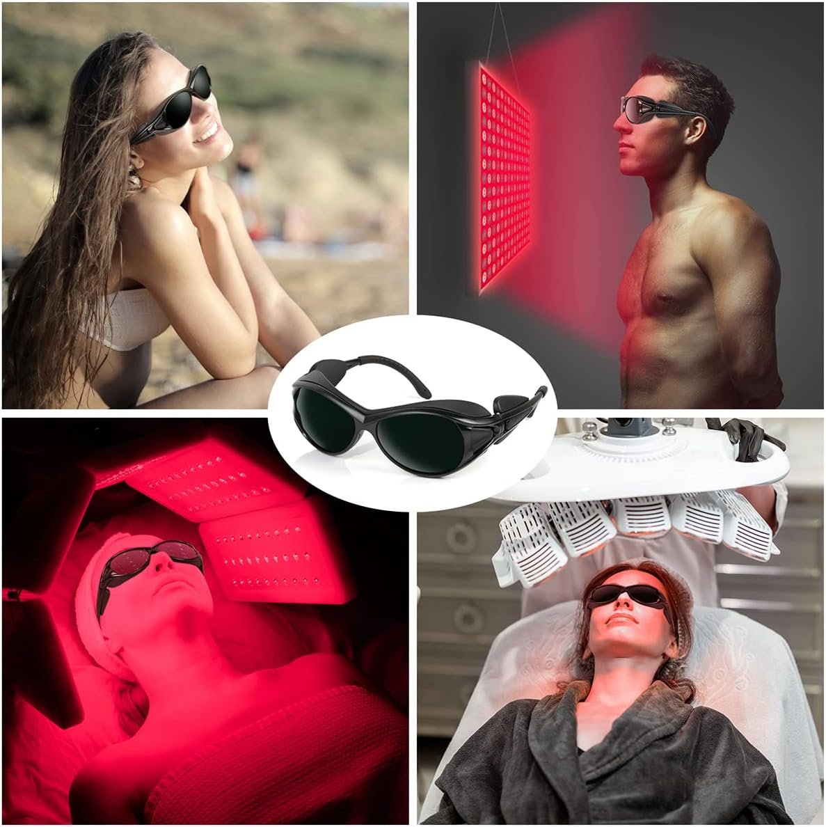 Dubofu Red Light Therapy Glasses, Tanning Glasses for Eye Protection, Medium