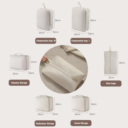 Set of 6 Packing Cubes Compression Design - Save Space in Luggage
