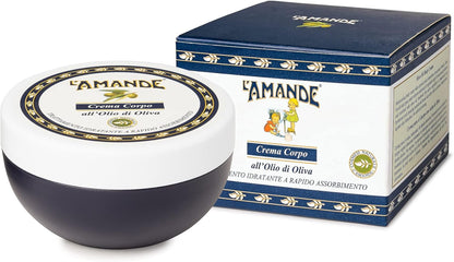 L'AMANDE - Moisturizing Body Cream Dry Skin with Hyaluronic Acid and Vitamin E, Mild Antioxidant and Soothing, Anti-Aging Scented Body Cream for Soft and Velvety Skin - Olive Oil 200 ml