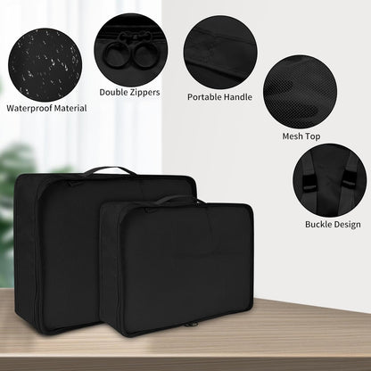 Qintora 10-Piece Suitcase Organizer Set Space-Saving Suitcase, Packing Cubes, Waterproof Travel Organizer, Clothes Underwear Footwear, Organizer for Backpack Organizer (Black)