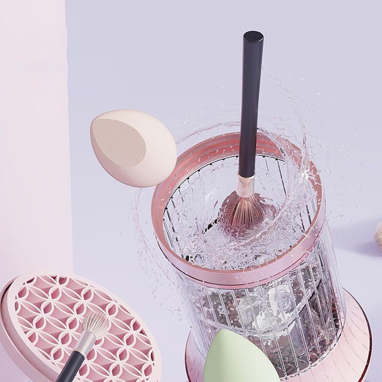 Makeup Brush Cleaner, Cosmetic Brush Cleaning Machine, 4.49x4.49x6.93 Inches Multifunctional Drying Tool, Quick Dry System, Brushes Hygiene Tools for Men, Women, Home and Outdoor