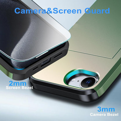 Benbenjaytek for iPhone 16e Wallet Case with Card Holder + 2 Tempered Glass Screen Protector Protective Shockproof Hidden Card Slot Slim Case Women Men for iPhone 16e 6.1"(Deep Green)