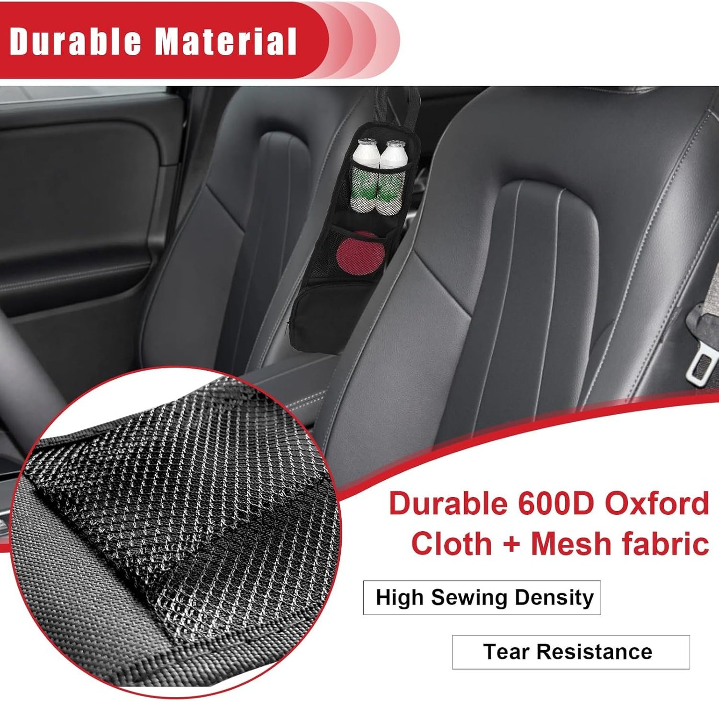 QUICTO 2PCS Car Seat Storage Hanging Bag, Multi-Pocket Side Organizer, Multifunctional Mesh Net Pocket, Can Hold Mobile Phone, Wallet, Glasses, Suitable for Cars, SUVs, Trucks Black
