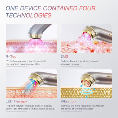 IBORRIA LED Therapy Wand, Facial Radio Frequency Device, 6 in-1 High-Frequency EMS Facial Device with R-F Function, Anti-Aging Anti-Wrinkle Facial Massager, Deep Cleansing at Home for Skincare