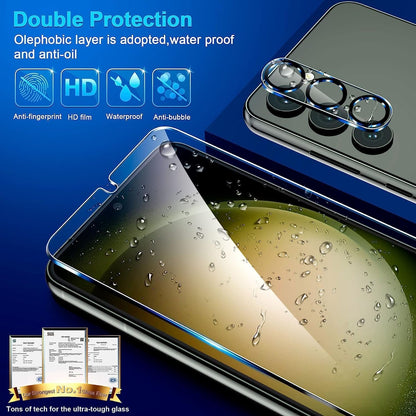 [3+3 Pack] Glass Screen Protector for Samsung Galaxy S23 5g, 9H Tempered glass, Ultrasonic Fingerprint Support, HD Clear, Anti Scratch Bubble Free for Galaxy S23 glass Screen Protector