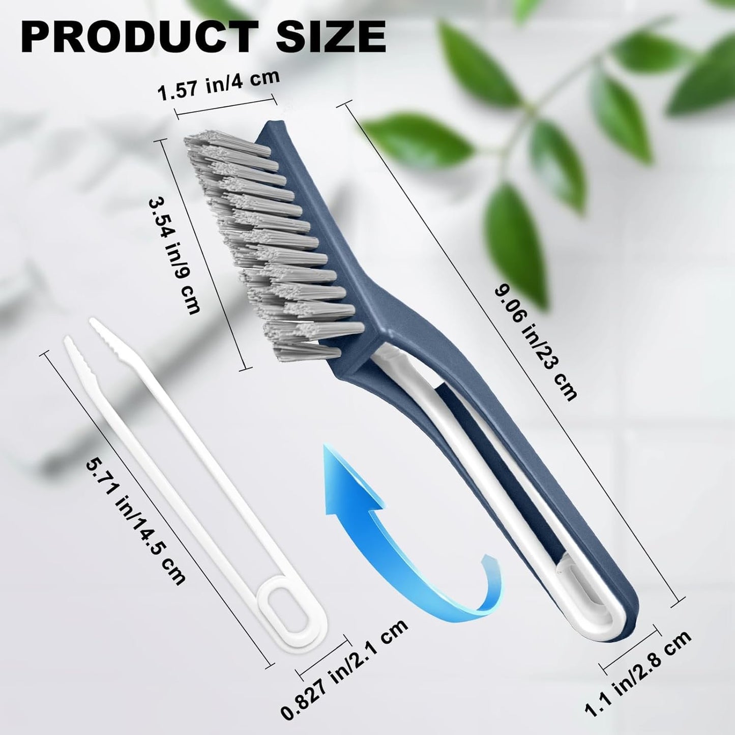 QAGOBDI Cleaning Brush for Household, Bathroom Hard Bristle Crevice Cleaning Brush Tools, 2 PCS Bathroom Gap Brush with Long Gandle Embedded Stolen Goods Clip