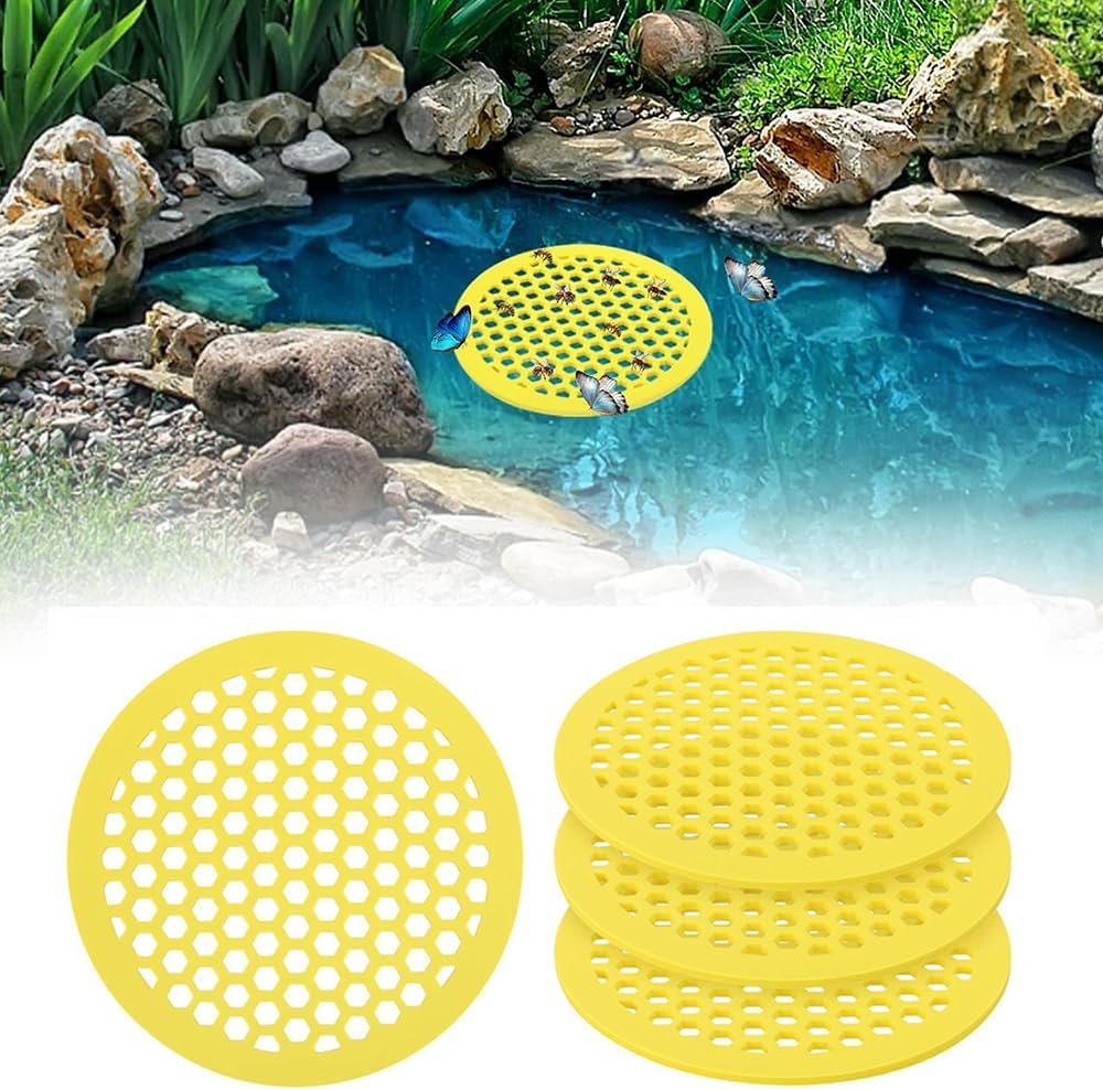 CAVLA 4 Pack Floating Bee Watering Station, 7.87 Inch Round EVA Foam Bee Feeder and Butterfly Drinking Station, Outdoor Garden Bee Bath for Feeding and Decor