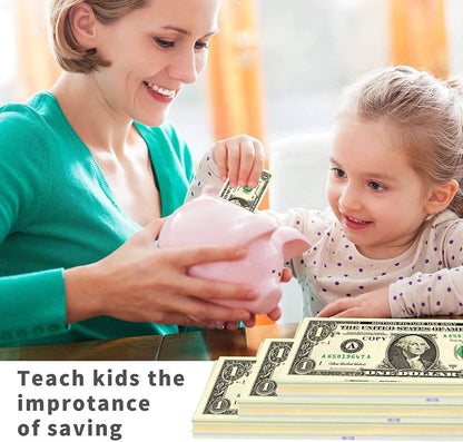 Money Game, Cash Toy for Children, Copy Money, Real Size Fake Dollar, Casino Accessories, Cash Film Play Toy, 120 Pieces, (20 x 1$, 5$, 10$, 20$, 50$, 100$)
