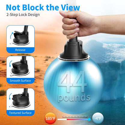 Magnetic Car Mount, Universal Magnetic Phone Car Mount with 6 Strong Magnets, Windshield Phone Mount, Suction Cup Phone Holder, Magnet Phone Holder fit All Smartphones & Mini Tablets Large Devices