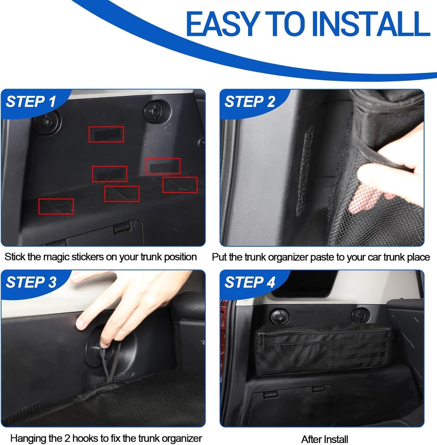 Car Trunk Organizer Compatible with Toyota FJ Cruiser 2007-2021, Rear Left Storage Organizer Multi-Compartment Oxford Cloth Car Storage Bag Space Saving, 1PCS, Black