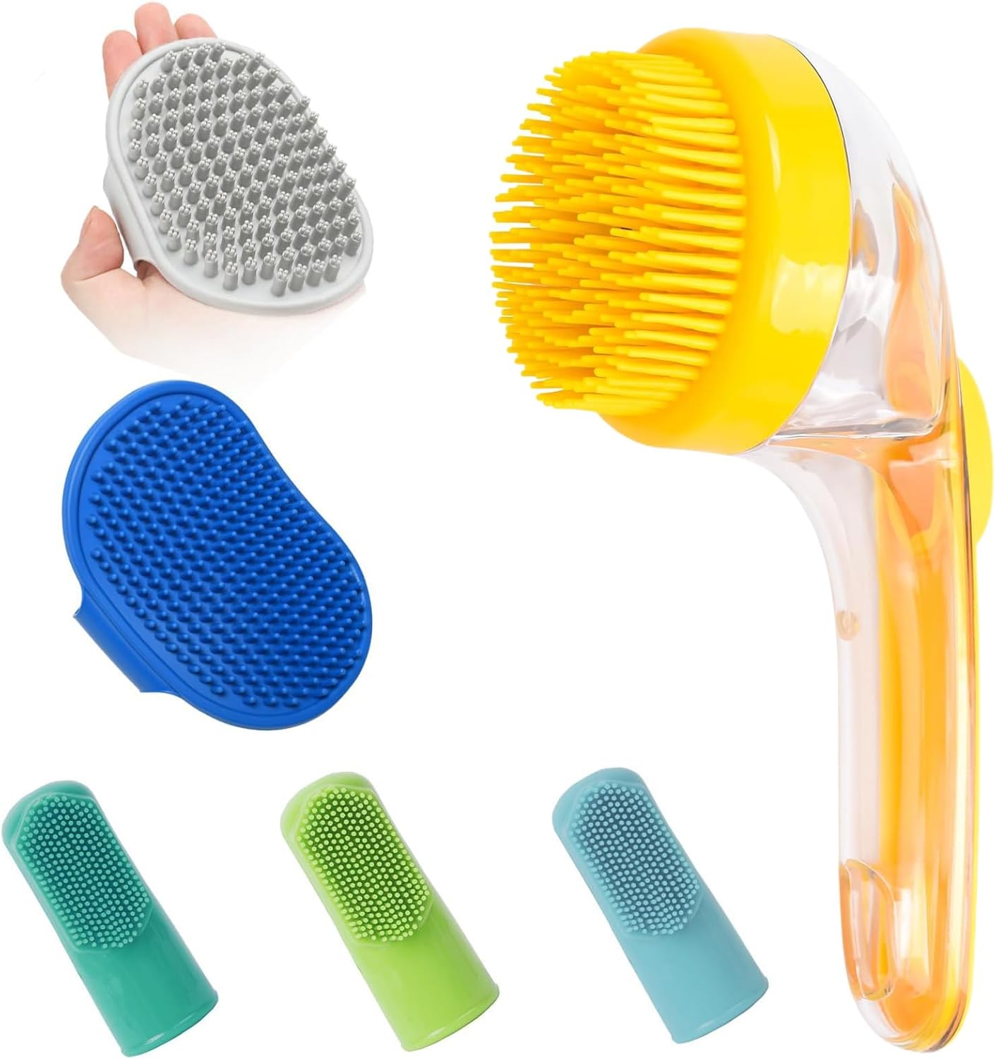 Dog Bath Brush, Dogs Washing Brushing, Pets Cleaning Tool, Non Slip Ergonomic Design, Soft Bristles, 7.87x5.91x1.18 Inches, for Indoor Outdoor Pet Bath, Shower, Home Grooming