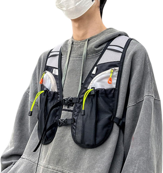 Running Hydration Vest, Portable Outdoors Kit, 11.81x18.5in Reflective Design, Organizer Bag, Multiple Pockets Set for Trekking, Camping, Cycling, Mountain, Sport Activity