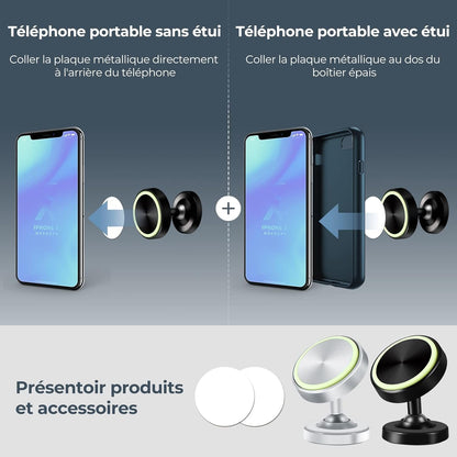 Vinabo 2 Pack Magnetic Car Phone Holder, Magnetic Car Phone Holder, 360° Rotation Car Phone Holder Compatible with All Smartphones
