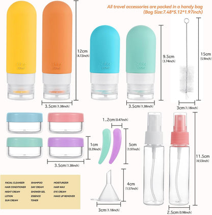 DEPOZA 16 Pack Travel Bottles Set - TSA Approved Leak Proof Silicone Squeezable Containers for Toiletries, Conditioner, Shampoo, Lotion & Body Wash Accessories (16 pcs/White Pack)