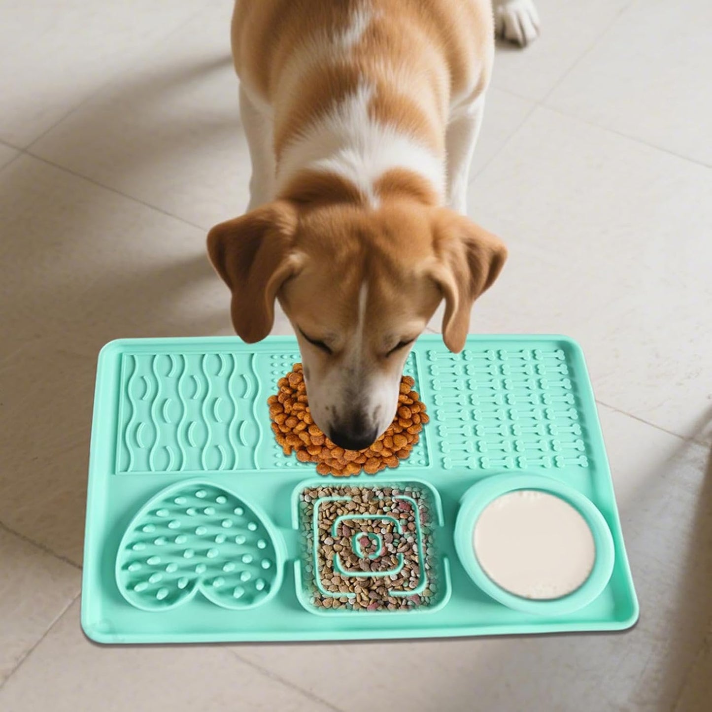 Lick Pads Dogs, Silicone Licking Mat, 11.81x7.87in Interactive Non-Slip Slow Feeder Puzzle Bowl, Pet Calming Mat for Grooming, Bathing, Feeding, Training, Enrichment