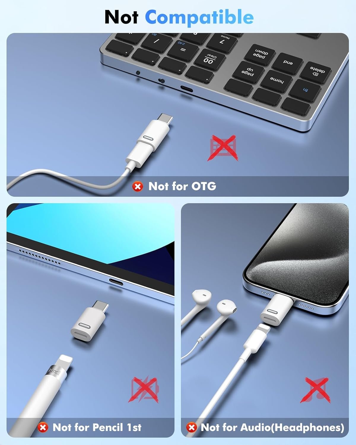 MoKo Lightning Female to USB C Male Adapter, 2Pack USB-C to Lightning Adapter for iPhone 15/16 Pro/16 Pro Max/Plus,Galaxy S24, iPad Pro/Air,for Fast Charging/Data Transfer, Not for Audio/OTG, White PD