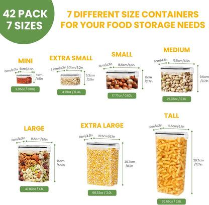 Necomi 42 Pack Airtight Food Storage Containers Set, BPA Free Leak-Proof Kitchen Pantry Organizations, Kitchen Canisters Set, Seal for Flour & Dry Foods, Cereal Storage Containers (42)