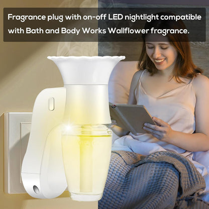 [Upgrade] 4PCS Wall Fragrance Plug in with Light Compatible with Bath and Body Works WallFlower Fragrance,Rotating Control Scent Diffuser Plugs Essential Oil Plugs in Wall for Home,Office/Plug Only