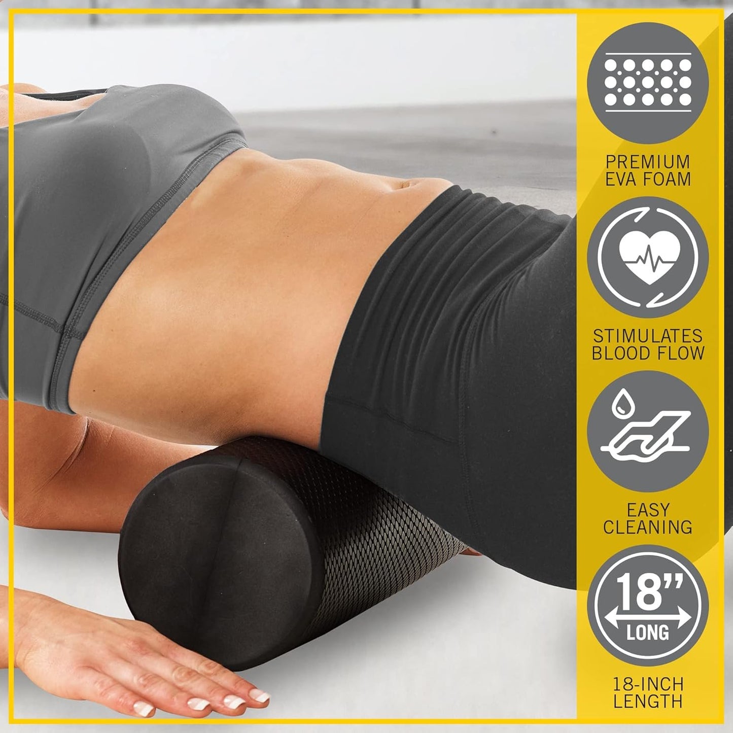 Everlast FIT 18-Inch Premium EVA Foam Roller - Enhance Posture & Relieve Muscle Tension, Ultimate Home Gym Accessory for Neck & Leg Massage, Pilates, Yoga, & Relaxation, Warm-Up & Recovery Tool