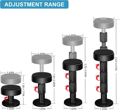 Neadbuddy 2PCS Black Adjustable Bed Frame Anti-Shake Tool, Headboard Stoppers with Free Furniture Pads and Screws, No More Creaking, Protect The Wall from Banging, Easy to Install (1.18-4.72in)
