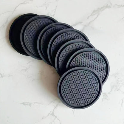 JDFHFGB 4 Pcs Car Cup Coasters,Non-Slip Silicone Cup Mats, Universal Fit for Vehicle Cup Holders,Anti-Spill Interior Car Accessories for Drinks (Black)