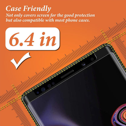 QUESPLE 2 Pack for Samsung Galaxy Note 9 Screen Protector 6.4 Inch, HD Clear Tempered Glass, Easy Installation, High Sensitivity, Case Friendly