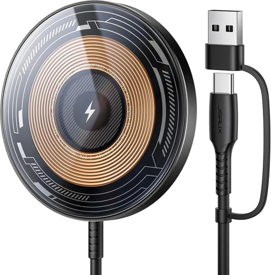 JSAUX Magnetic Wireless Charger Compatible with MagSafe Charger for iPhone 16 Pro/Max/Plus, iPhone 15/14/13/12/Pro/Max/Plus/Mini, Wireless Charging Dock, Mag Charger (Black)