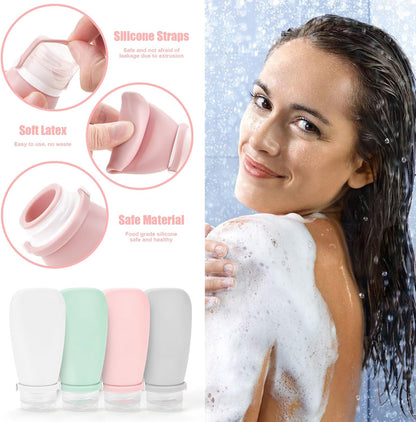 Noideeer 18 Pcs Silicone Travel Bottles Set Aviation Approved Liquid Containers Suitable for Shampoo, Lotion, Rinse, Shower Gel, with Labels and Travel Beauty Case