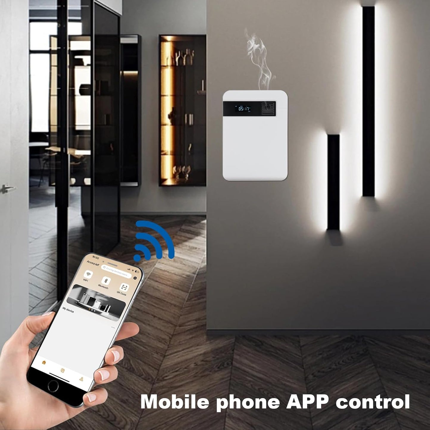 Smart Scent Air Machine for Home,Scent Air Machine with Nebulizing WiFi Aromatherapy Diffuser Covering 60-100㎡ 180 ML Oil Bottle App Control&Timer, for Home, Office, Hotel