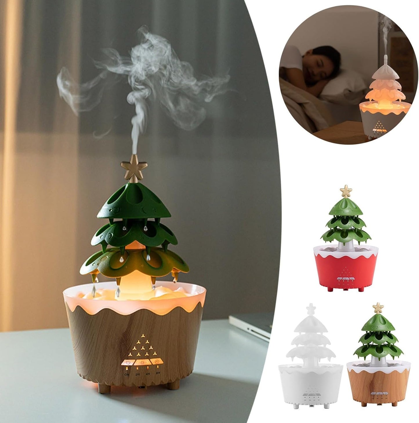 Relaxing Essential Oil Humidifiers for Bedroom, 250ml Aromatherapy Desktop Silent Remote Control Oil Diffuser, Air Humidifiers with 7 Colors LED Lights (Red)