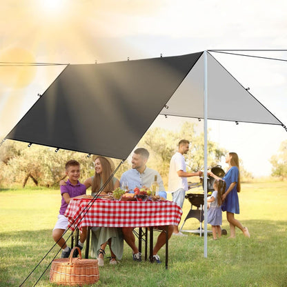 Lightweight Camping Shelter Tarp, Waterproof Outdoor Cover for Tent Ground Sheet, Hiking Travel Survival Gear for Climbing, Picnic, Backpacking Adventures, Black, 1 Set