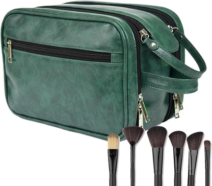 Hygiene Bag for Men - Waterproof PU Shaving Bag for Men,Bathroom Travel Bag, Toiletry Organizer, ReusableTravel Toilet Bags for Shaving Grooming Dopp Kit, Green, Refer to description, Unisex