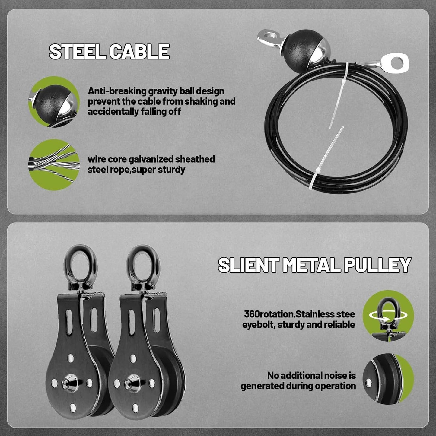 BBTEQEKN Weight Cable Pulley System Gym, Upgraded Fitness LAT and Lift Pulley System Attachments for LAT Pull Down, Biceps Curl Workout, Tricep, Home Gym Gravity Pulley System Set.