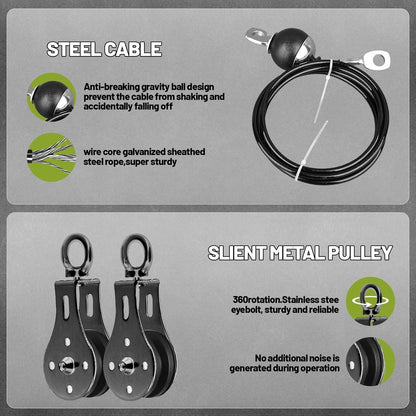 BBTEQEKN Weight Cable Pulley System Gym, Upgraded Fitness LAT and Lift Pulley System Attachments for LAT Pull Down, Biceps Curl Workout, Tricep, Home Gym Gravity Pulley System Set.