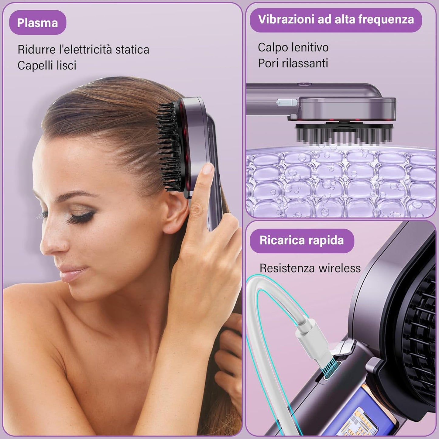 Scalp Massager Hair Oil Applicator Massage Brush, Electric Scalp Massage Brush, Vibration Massage Comb 4 Ways