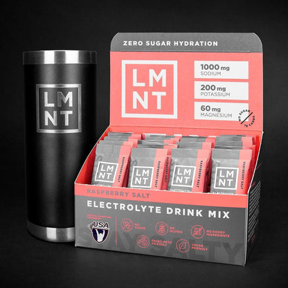 LMNT Zero Sugar Electrolytes - Raspberry Salt | Drink Mix | 30 Count, Pack of 2 (60 Sticks)