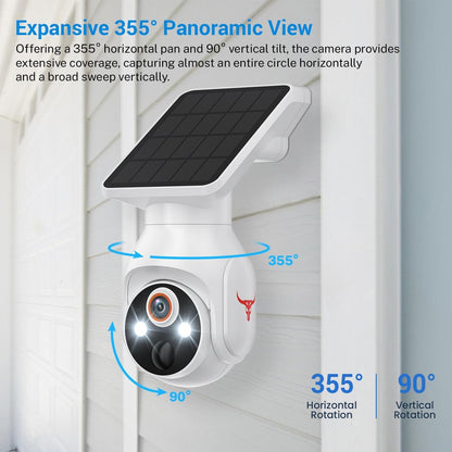 1080p Security Camera Wireless with Solar Panel, Smart AI Human Detection, 2-Way Audio, Color Night Vision, 2.4G WiFi, Cloud Storage, Indoor/Outdoor Surveillance Bullet Cam (WiFi)