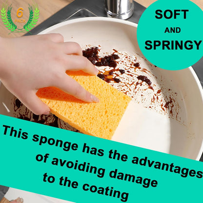 Khooming 6-Count Extra Large Compressed Sponges for Kitchen, Dishes, Cleaning, Bathroom, Camper, Backpacker - Biodegradable Cellulose
